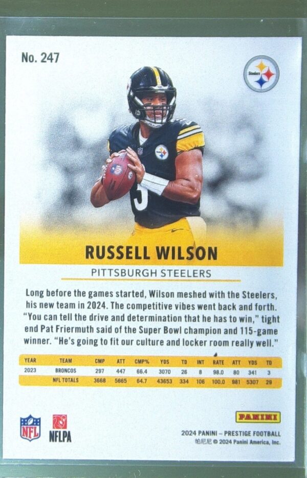 2024 Panini Prestige Russell Wilson Diamond Xtra Points 247 Steelers - Image 3