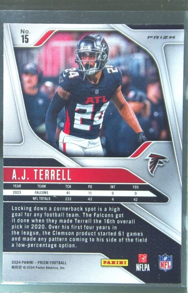 2024 Prizm A.J. Terrell Orange Lazer #15 Falcons - Image 3