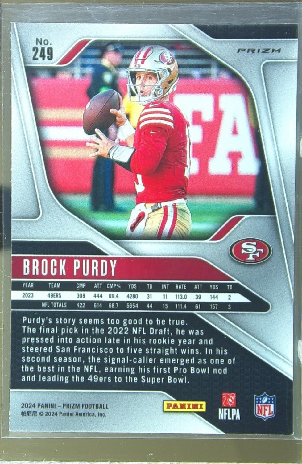 2024 Prizm Brock Purdy Red White and Blue #249 49ers - Image 3
