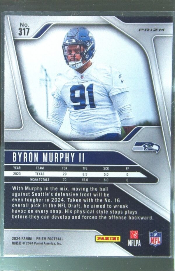 2024 Prizm Byron Murphy II Neon Green Pulsar RC 317 Seahawks - Image 3