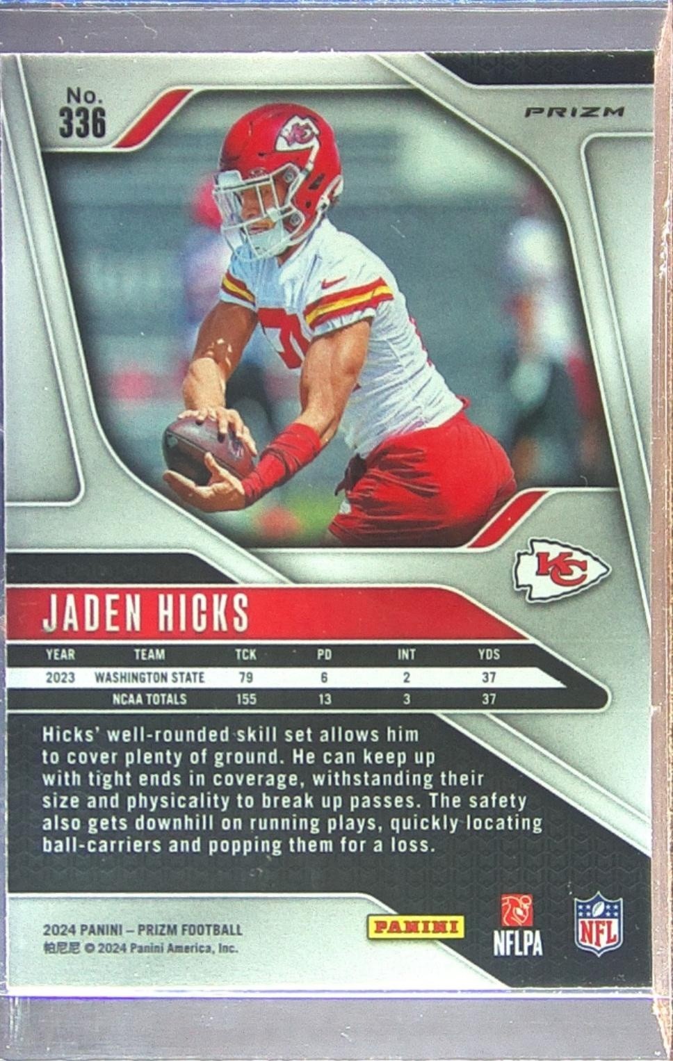 2024 Prizm Jaden Hicks Green Wave RC #336 Chiefs - Image 3