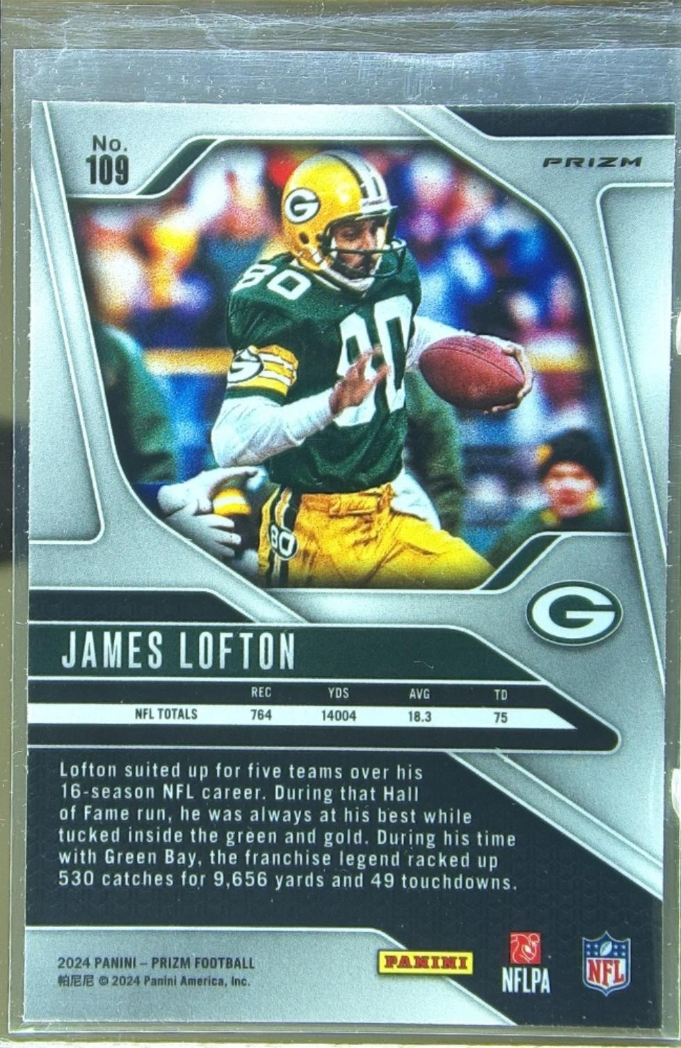 2024 Prizm James Lofton Pink Wave 109 Packers - Image 3