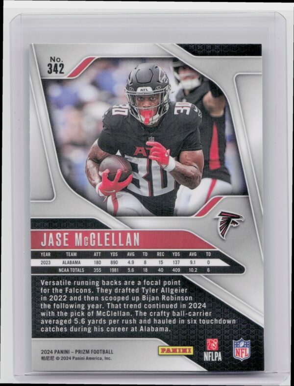2024 Prizm Jase McClellan RC 342 Falcons - Image 3