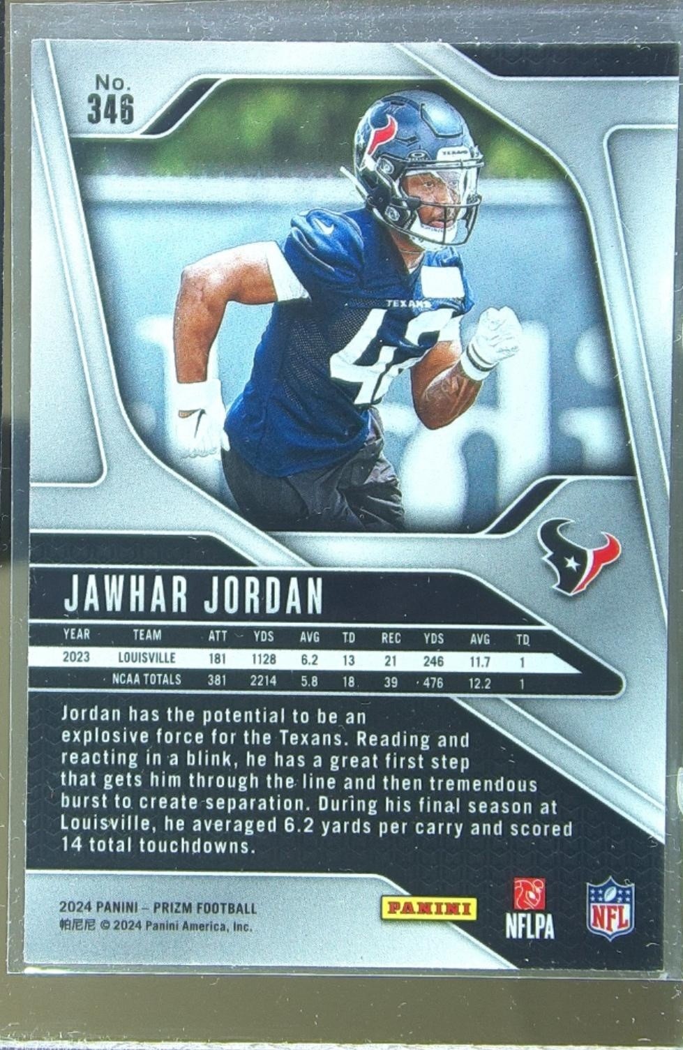 2024 Prizm Jawhar Jordan RC #346 Texans - Image 3