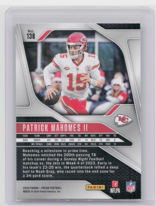 2024 Prizm Patrick Mahomes II 138 Chiefs - Image 3