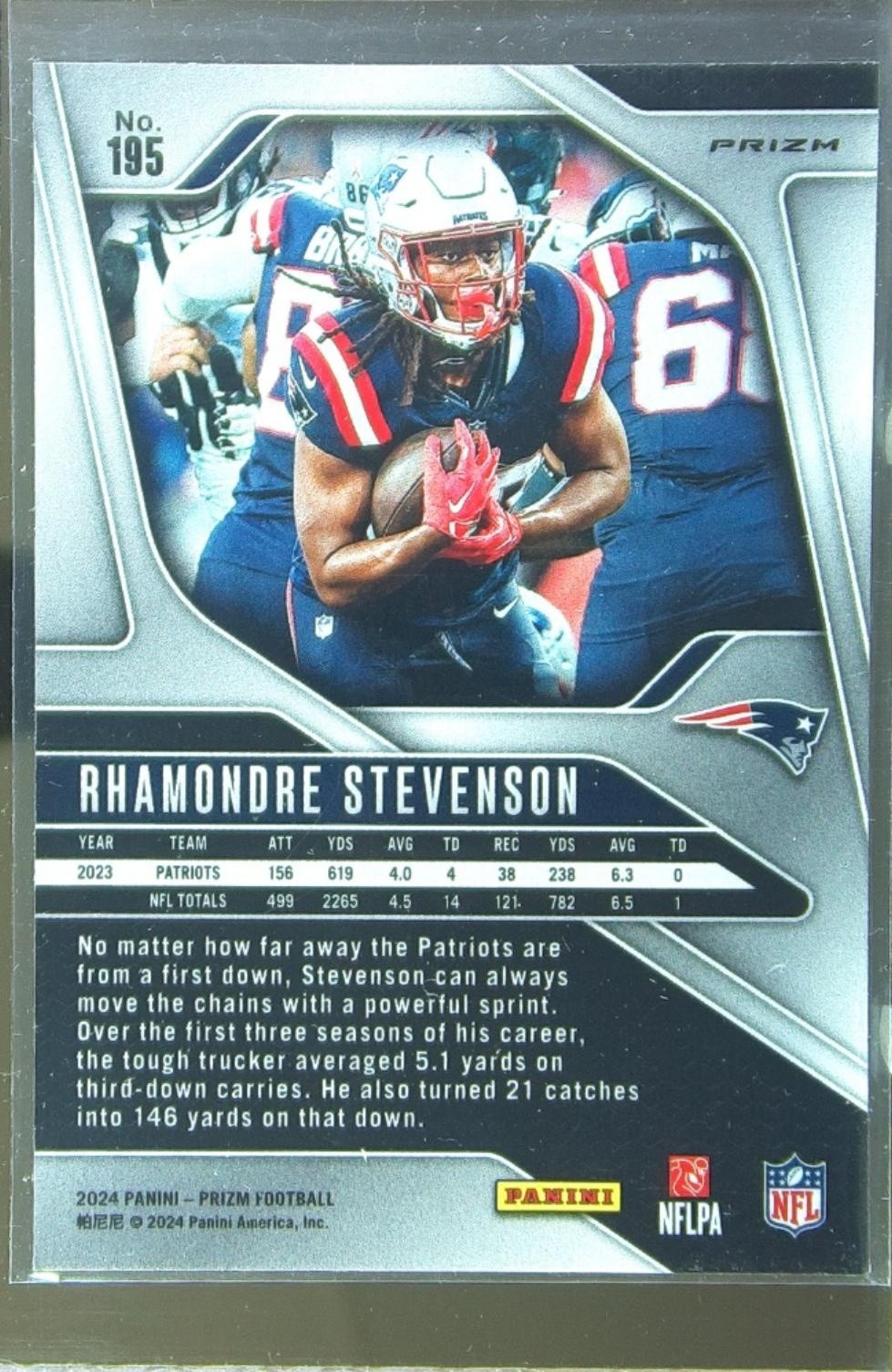 2024 Prizm Rhamondre Stevenson Silver #195 Patriots - Image 3