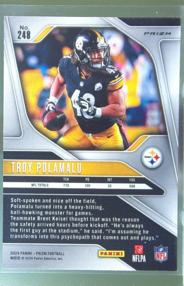 2024 Prizm Troy Polamalu Silver 248 Steelers - Image 3