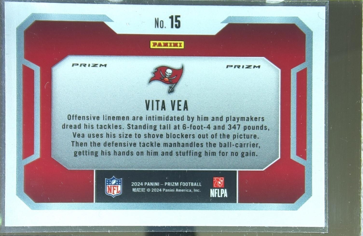 2024 Prizm Vita Vea 15 Buccaneers Lockdown Silver Prizm - Image 3