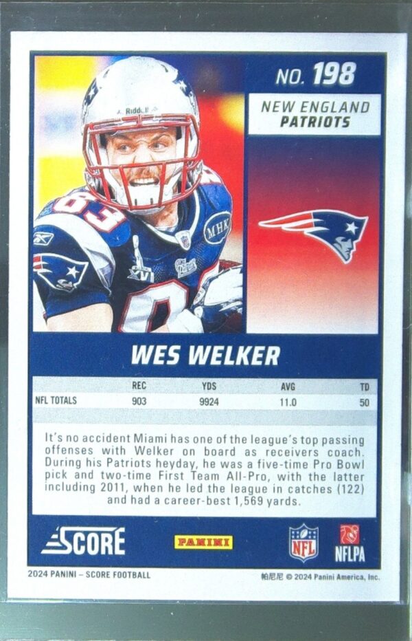 2024 Score Wes Welker Green #198 Patriots - Image 3