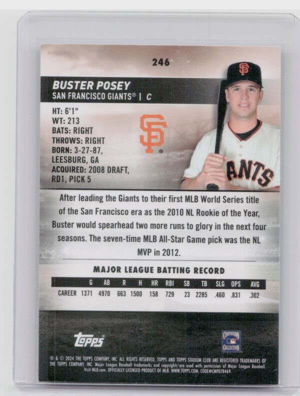 2024 Stadium Club Buster Posey Chrome #246 Giants - Image 3