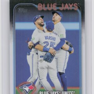2024 Topps Blue Jays Unite!: Outfield Hug Becomes Staple of Victory Rainbow Foil