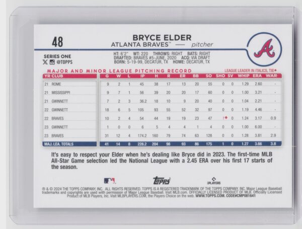 2024 Topps Bryce Elder Holiday Eggs #48 Braves - Image 3