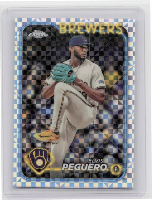 2024 Topps Chrome Update Elvis Peguero X Fractors #USC63 Brewers