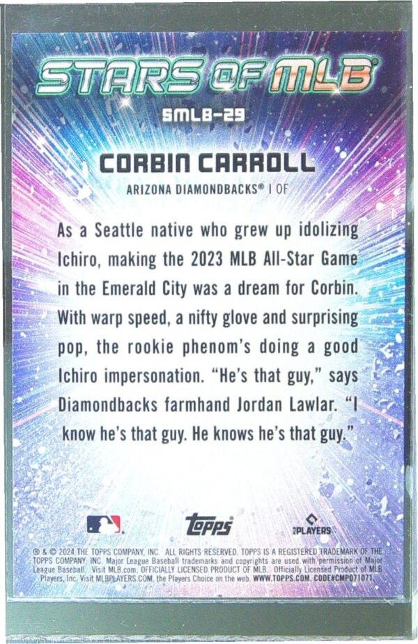 2024 Topps Corbin Carroll #SMLB-29 Diamondbacks Stars of MLB - Image 3
