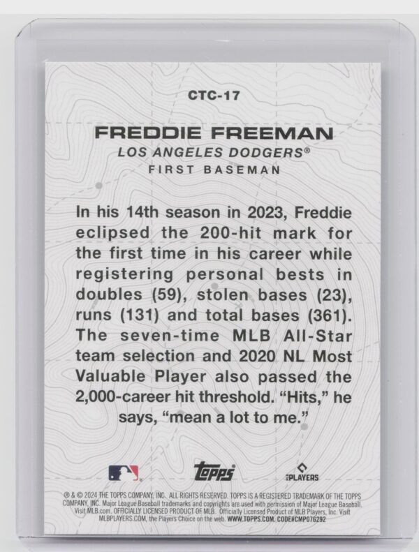2024 Topps Freddie Freeman #CTC-17 Dodgers City to City - Image 3