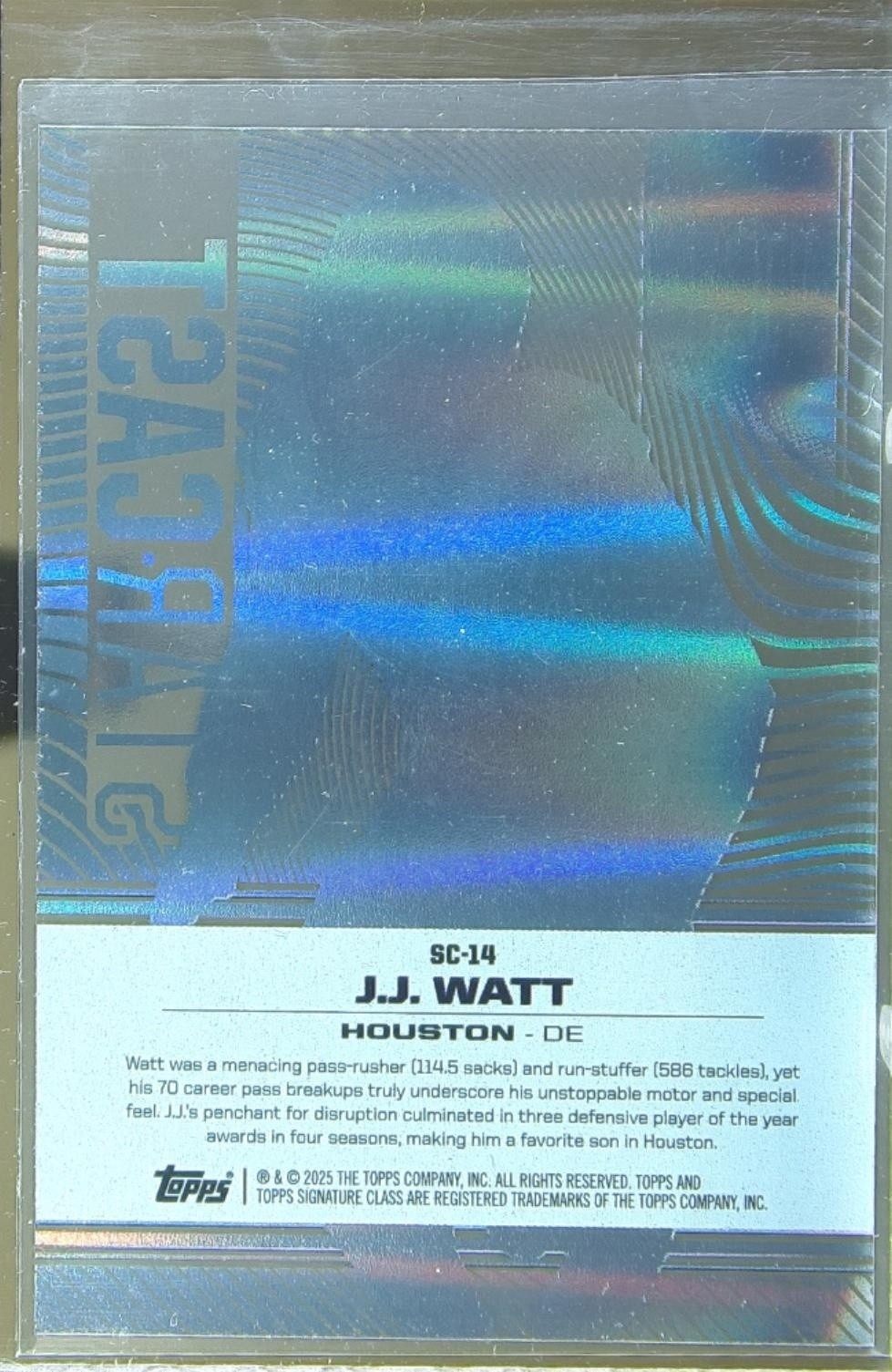 2024 Topps Signature Class J.J. Watt #SC-14 Texans Star Cast - Image 3