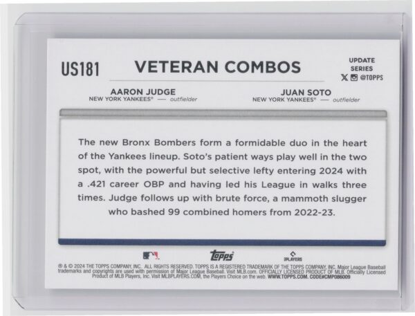 2024 Topps Update Bronx Bombers: Superstars Unite in N.Y. (Judge / Juan Soto) - Image 3