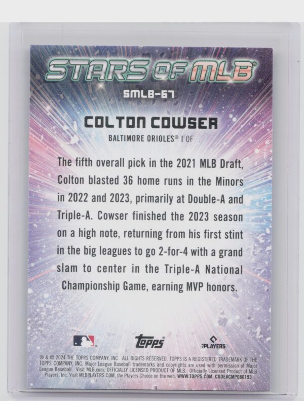 2024 Topps Update Colton Cowser RC #SMLB-67 Orioles Stars of MLB - Image 3