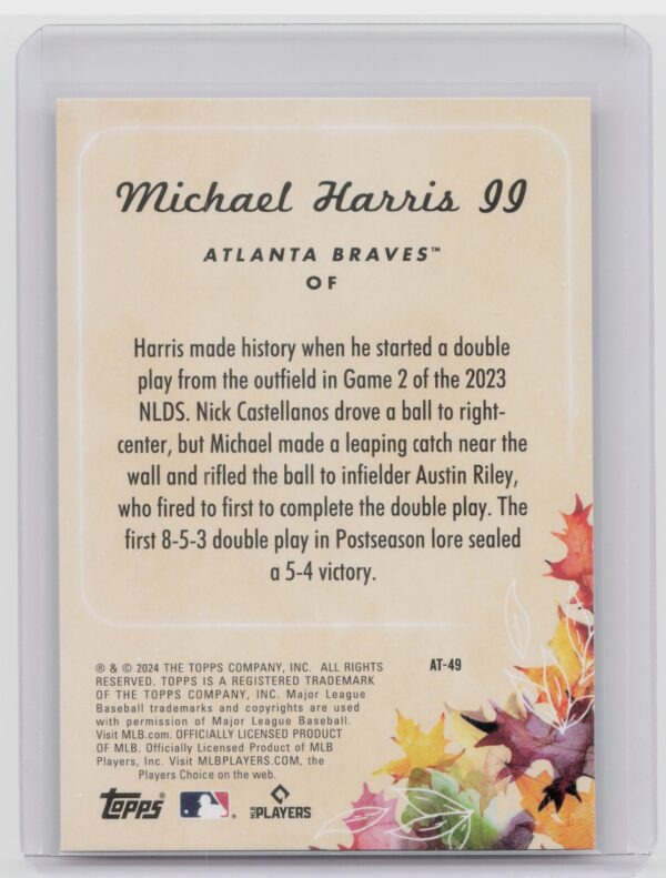 2024 Topps Update Michael Harris II #AT-49 Braves Autumn Tales - Image 3