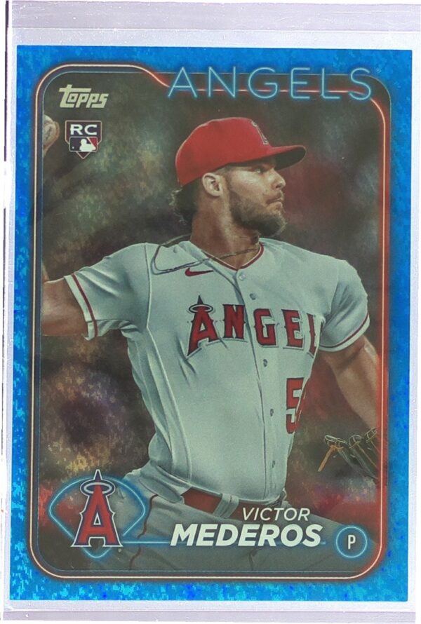 2024 Topps Victor Mederos Blue Holofoil /999 RC #270 Angels