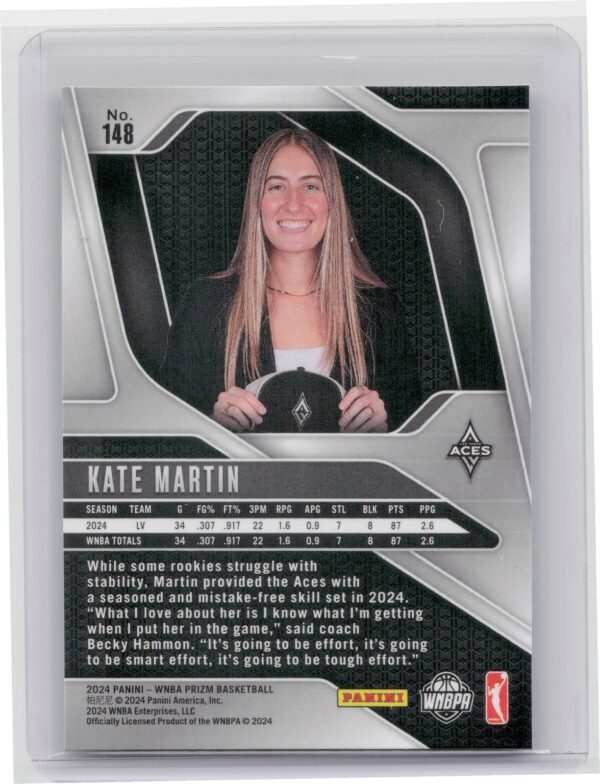 2024 WNBA Panini Prizm Kate Martin Rookie #148 Aces - Image 3
