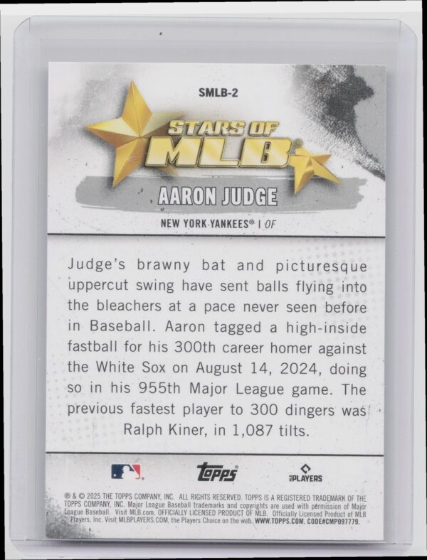 2025 Topps Aaron Judge #SMLB-2 Yankees Stars of MLB - Image 3