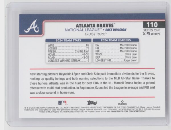 2025 Topps Atlanta Braves Diamante Foil #110 Braves - Image 3