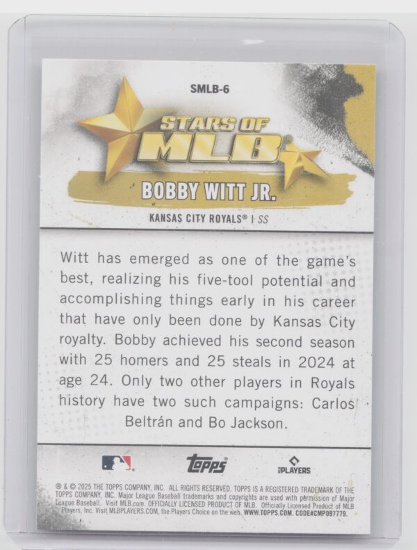 2025 Topps Bobby Witt Jr. #SMLB-6 Royals Stars of MLB - Image 3