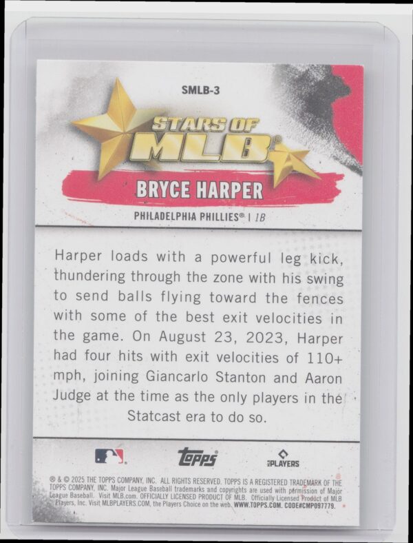 2025 Topps Bryce Harper #SMLB-3 Phillies Stars of MLB - Image 3