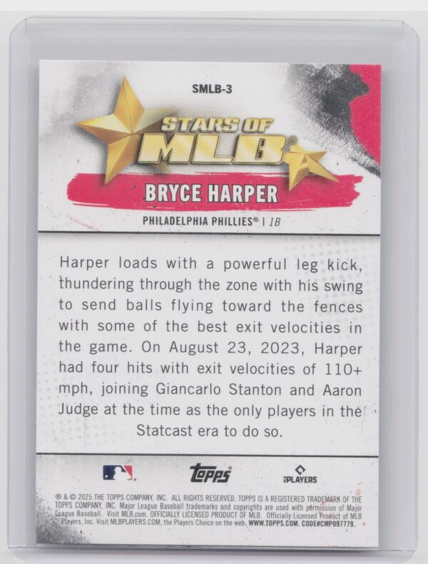 2025 Topps Bryce Harper #SMLB-3 Phillies Stars of MLB - Image 3