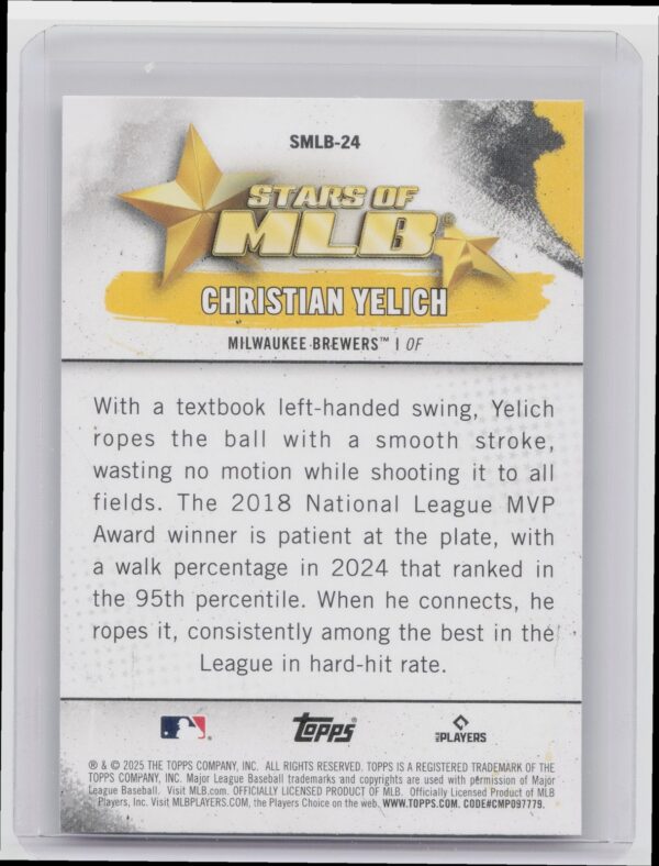 2025 Topps Christian Yelich #SMLB-24 Brewers Stars of MLB - Image 3