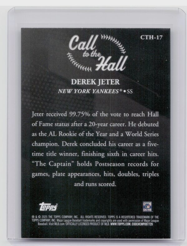 2025 Topps Derek Jeter #CTH-17 Yankees Call to the Hall - Image 3