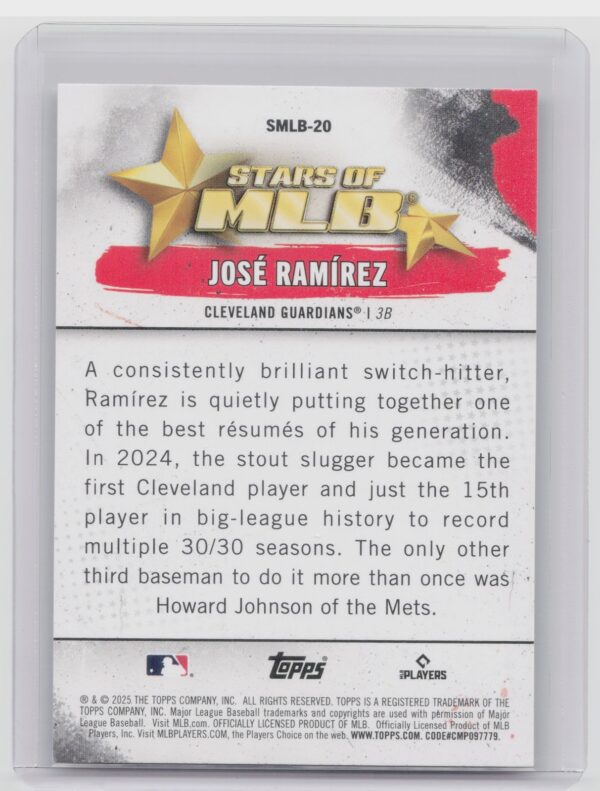 2025 Topps Jose Ramirez #SMLB-20 Guardians Stars of MLB - Image 3