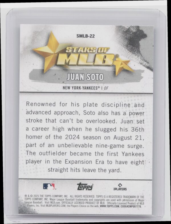 2025 Topps Juan Soto #SMLB-22 Yankees Stars of MLB - Image 3