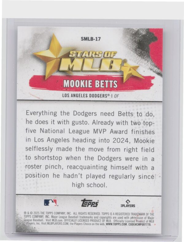 2025 Topps Mookie Betts #SMLB-17 Dodgers Stars of MLB - Image 3