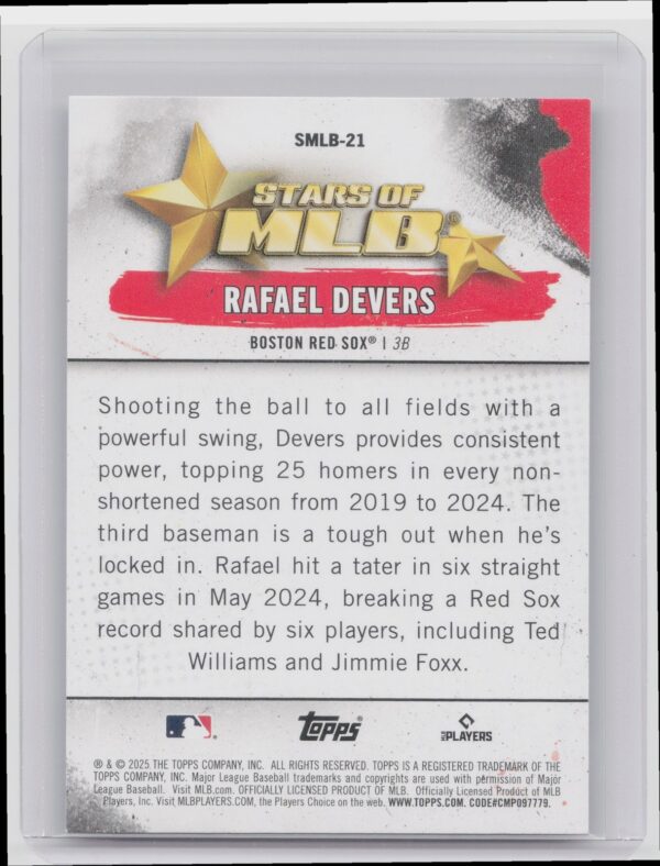2025 Topps Rafael Devers #SMLB-21 Sox Stars of MLB - Image 3
