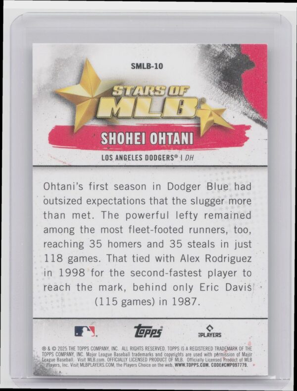2025 Topps Shohei Ohtani #SMLB-10 Dodgers Stars of MLB - Image 3