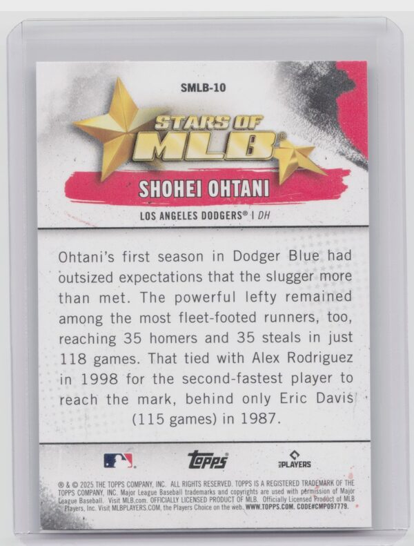 2025 Topps Shohei Ohtani #SMLB-10 Dodgers Stars of MLB - Image 3