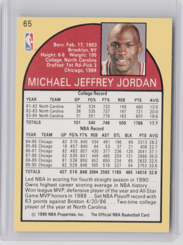 1990-91 Hoops Michael Jordan #65 Bulls - Image 3