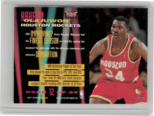1993-94 Stadium Club Hakeem Olajuwon #12 Rockets Beam Team - Image 3
