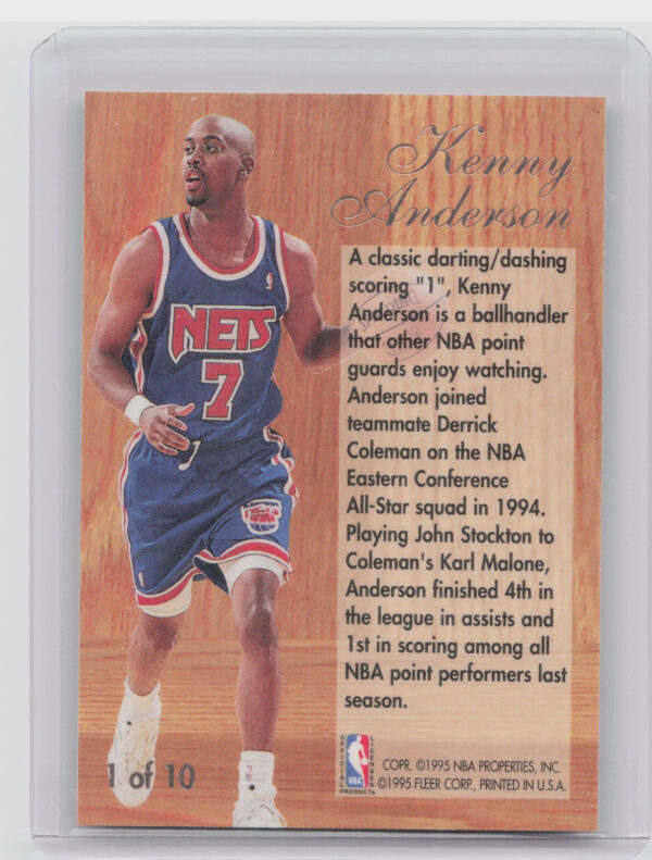1994-95 Flair Kenny Anderson #1 Nets Play Maker - Image 3
