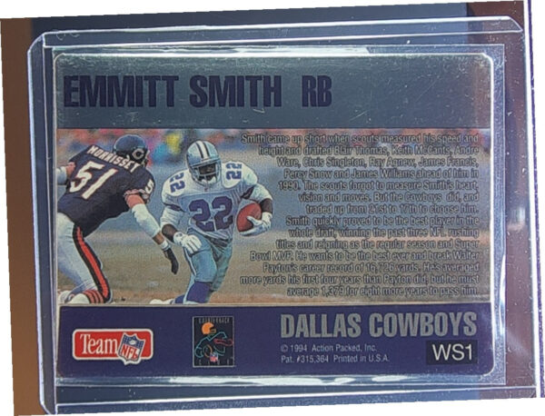 1994 Action Packed Emmitt Smith #WS1 Cowboys Warp Speed - Image 3