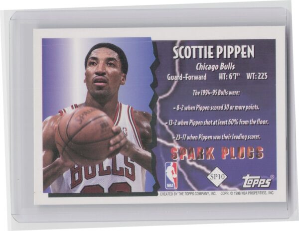 1995-96 Topps Scottie Pippen #SP10 Bulls Spark Plugs - Image 3