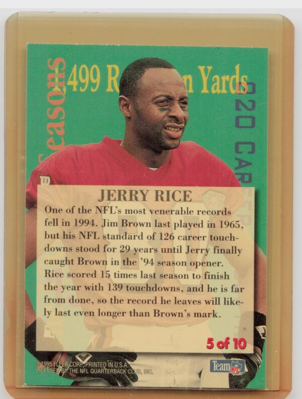 1995 Ultra Jerry Rice #5 49ers Ultra Achievements - Image 3