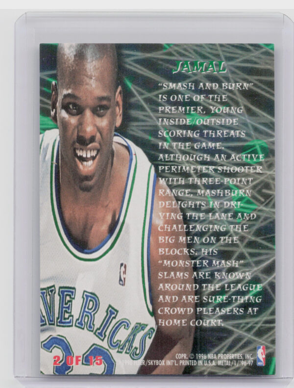 1996-97 Metal Jamal Mashburn #2 Mavericks Metal Edge - Image 3