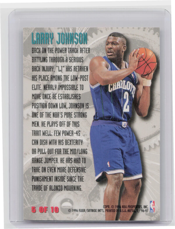 1996-97 Metal Larry Johnson #5 Hornets Power Tools - Image 3