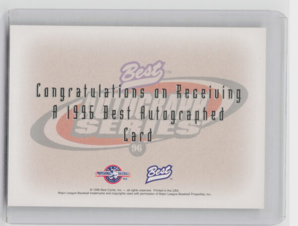 1996 Best Mark Redman AU #NNO Miracle Autographs - Image 3