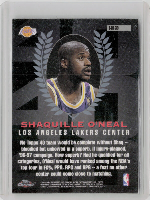 1997-98 Topps Chrome Shaquille O'Neal #T40-30 Lakers Topps 40 - Image 3