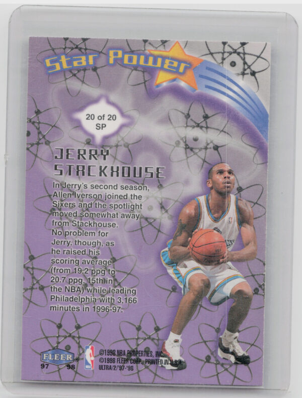 1997-98 Ultra Jerry Stackhouse #20 SP Pistons Star Power - Image 3