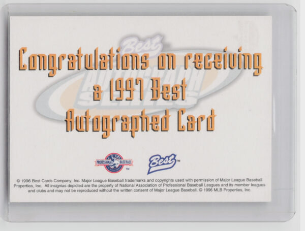 1997 Best Mark Redman #NNO Miracle Autographs Prospect Series - Image 3
